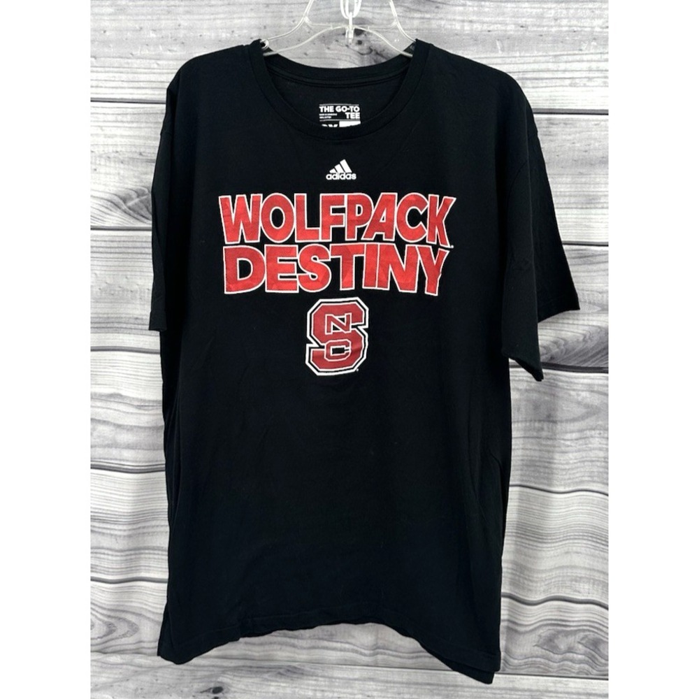 ADIDAS NORTH CAROLINA STATE WOLFPACK DESTINY T SHIRT Men's Size XL BLACK RED